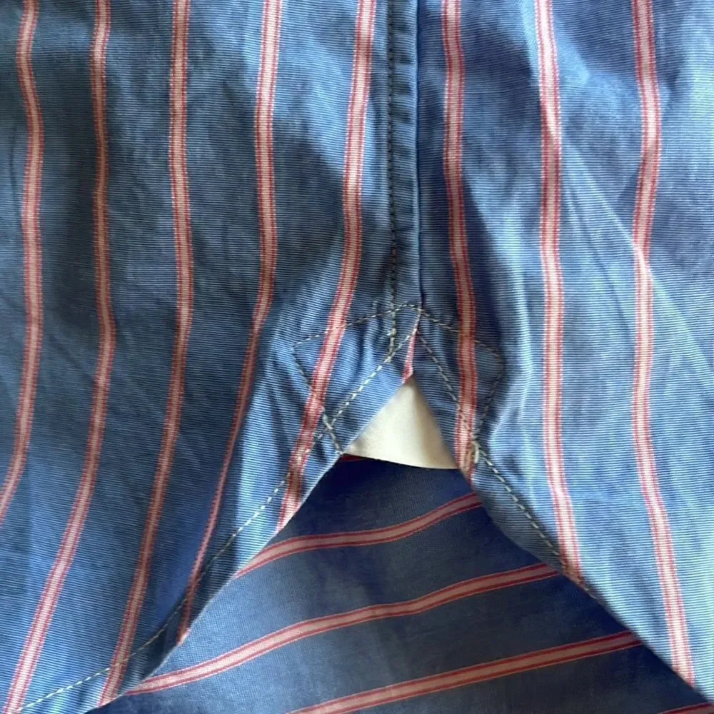 J. Crew Italian fabric blue/pink stripe button down shirt. Med (15-15 1/2)